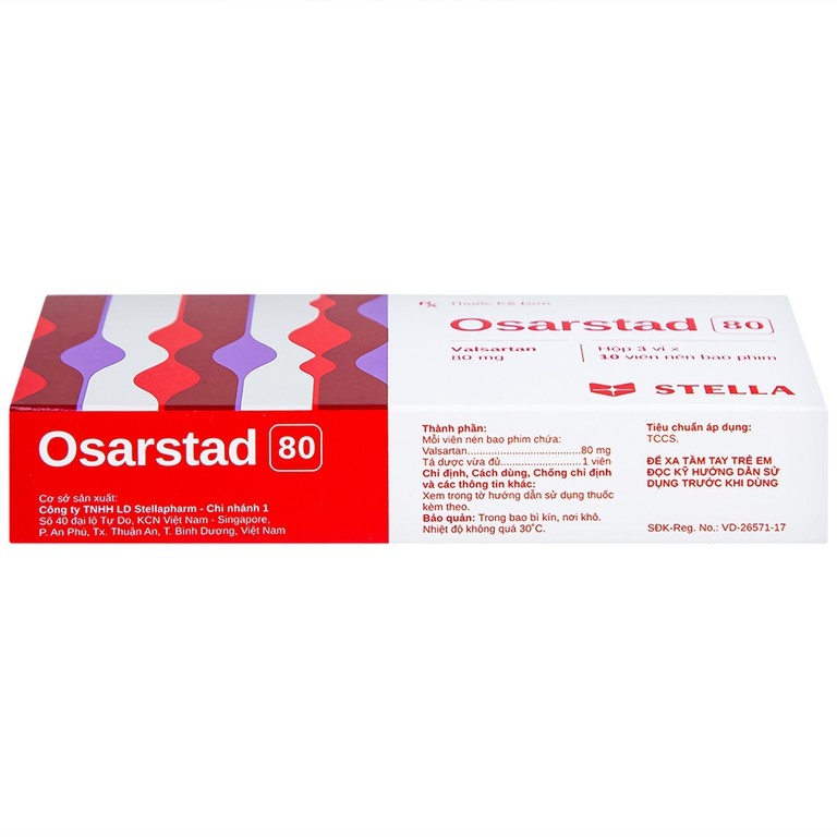 Viên nén Osarstad 80 Stella điều trị tăng huyết áp (3 vỉ x 10 viên)