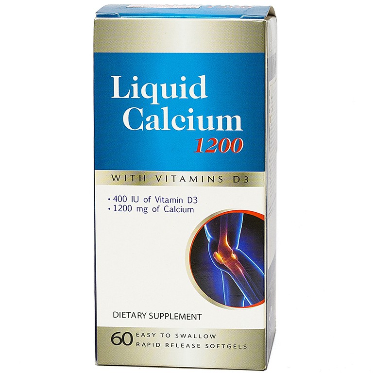 Viên uống Liquid Calcium 1200 bổ sung canxi giúp xương chắc khỏe, phòng ngừa và hỗ trợ điều trị loãng xương (60 viên)