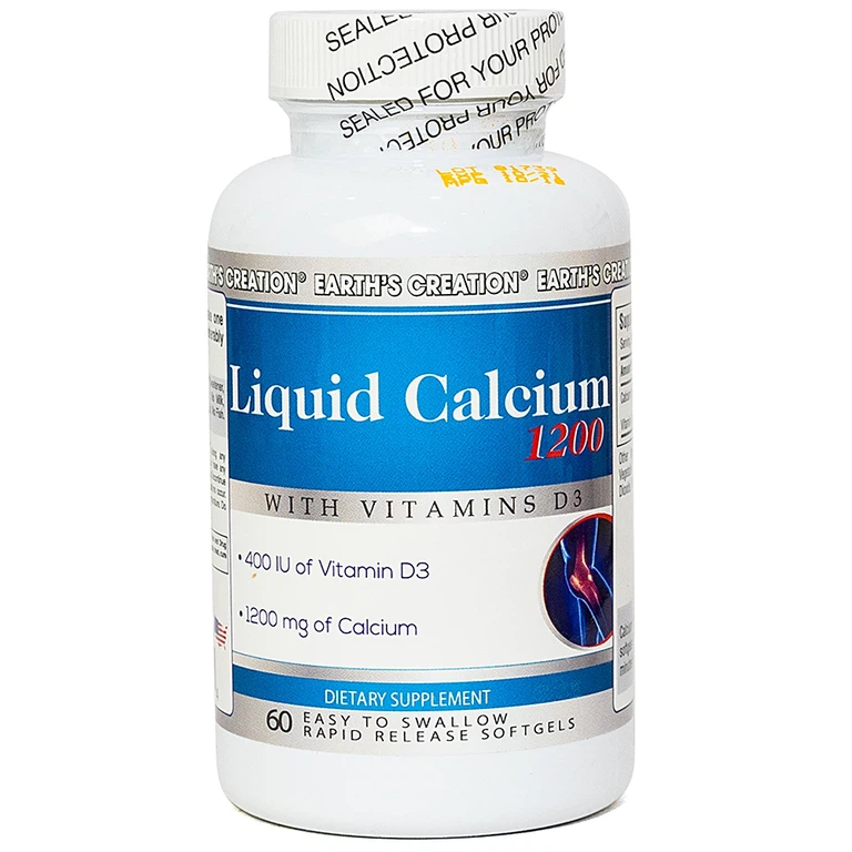 Viên uống Liquid Calcium 1200 bổ sung canxi giúp xương chắc khỏe, phòng ngừa và hỗ trợ điều trị loãng xương (60 viên)