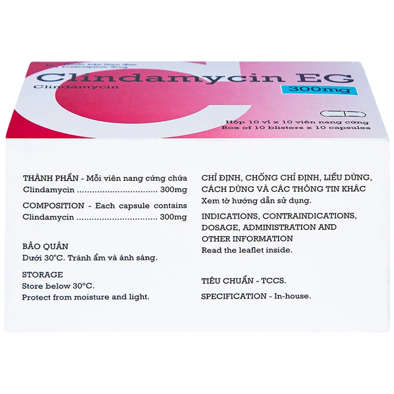 Thuốc Clindamycin EG 300mg Pymepharco điều trị các bệnh nhiễm khuẩn (10 vỉ x 10 viên)