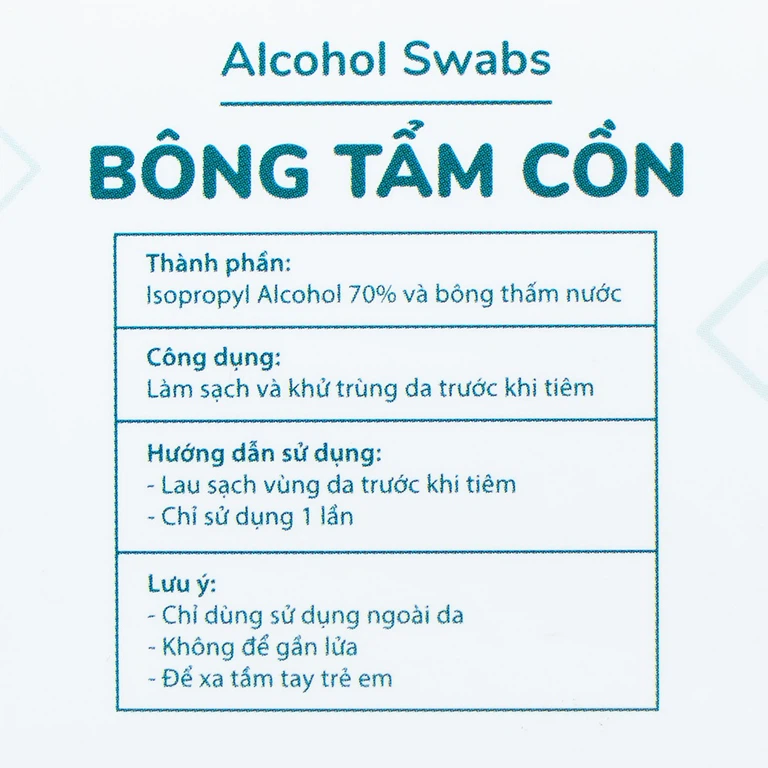 Bông tẩm cồn Alcohol Swabs Liworldco làm sạch và khử trùng da trước khi tiêm (100 miếng)