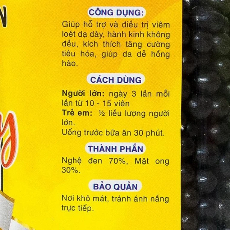 Viên nghệ đen Vhoney giúp hỗ trợ và điều trị viêm loét dạ dày (50g)