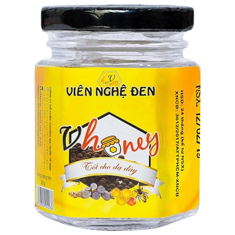 Viên nghệ đen Vhoney giúp hỗ trợ và điều trị viêm loét dạ dày (50g)