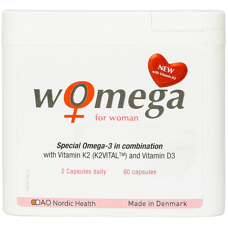 Viên uống Womega For Woman DAO Nordic Health giảm mỡ máu, hạn chế xơ vữa động mạch (60 viên)