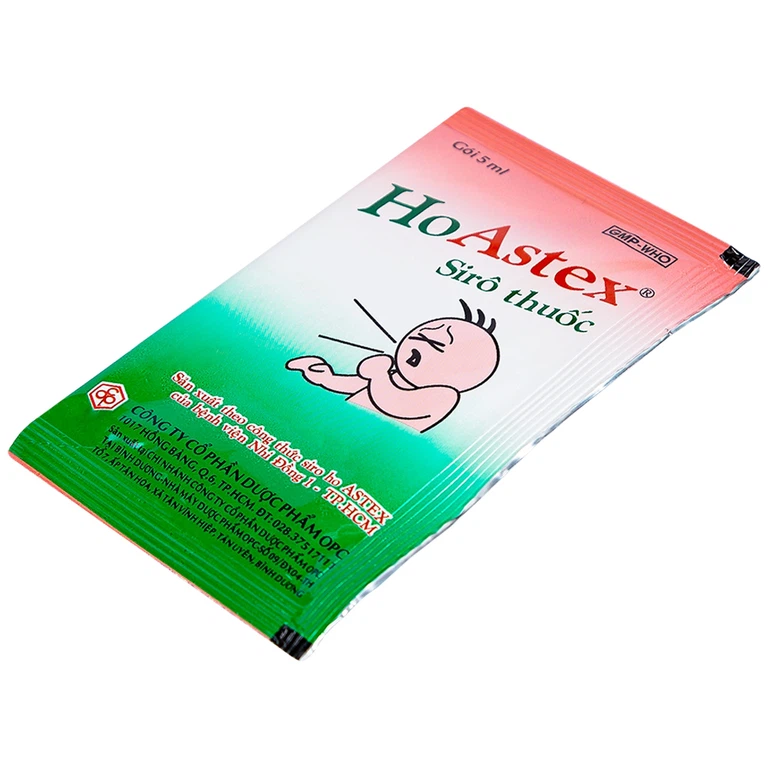 Siro HoAstex OPC điều trị ho, giảm ho trong viêm họng, viêm phế quản (30 gói x 5ml)