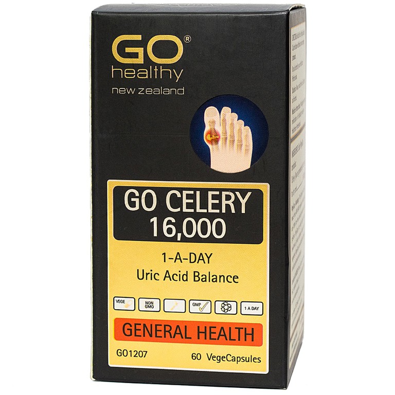 Viên uống Go Celery 16,000 hỗ trợ giảm uric acid, giảm triệu chứng sưng, đau do gout (60 viên)