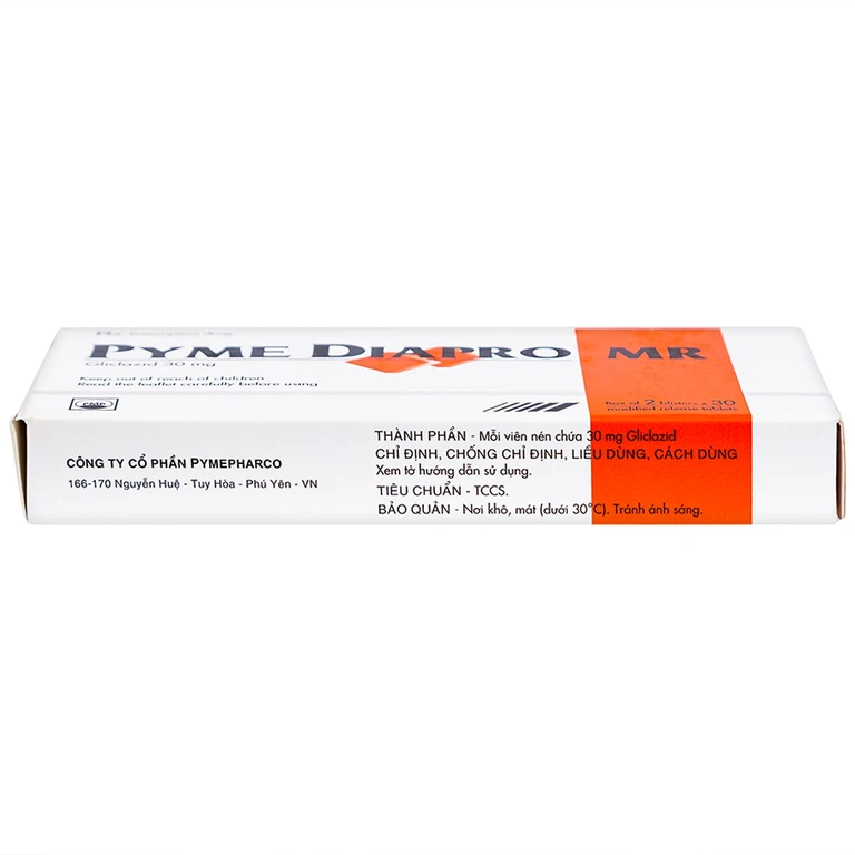 Thuốc Pyme Diapro MR 30mg Pymepharco điều trị bệnh đái tháo đường típ 2 (2 vỉ x 30 viên) 