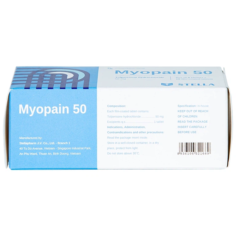 Thuốc Myopain 50 Stella điều trị chứng co cứng cơ sau đột quỵ (5 vỉ x 10 viên)
