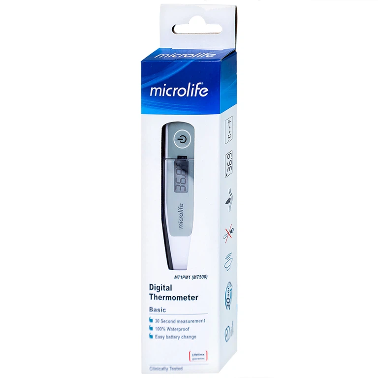Nhiệt kế điện tử Microlife MT500 đo nhiệt độ nhanh trong 30 giây, chống thấm nước