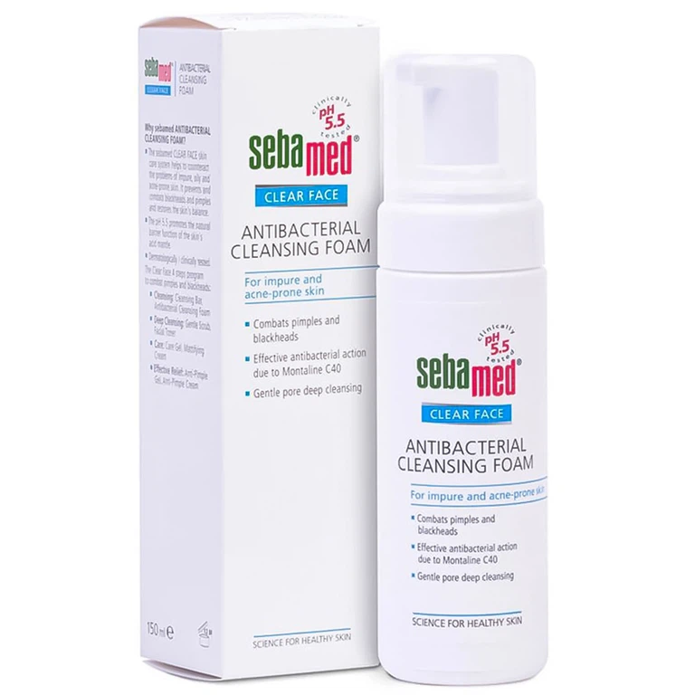 Sữa rửa mặt Sebamed Clear Face Antibacterial Cleansing Foam kháng khuẩn, ngăn ngừa mụn (50ml)