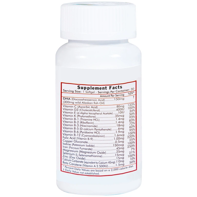 Viên uống Prenatal One Vitamins For Life cung cấp DHA, Vitamin và khoáng chất thiết yếu (30 viên)