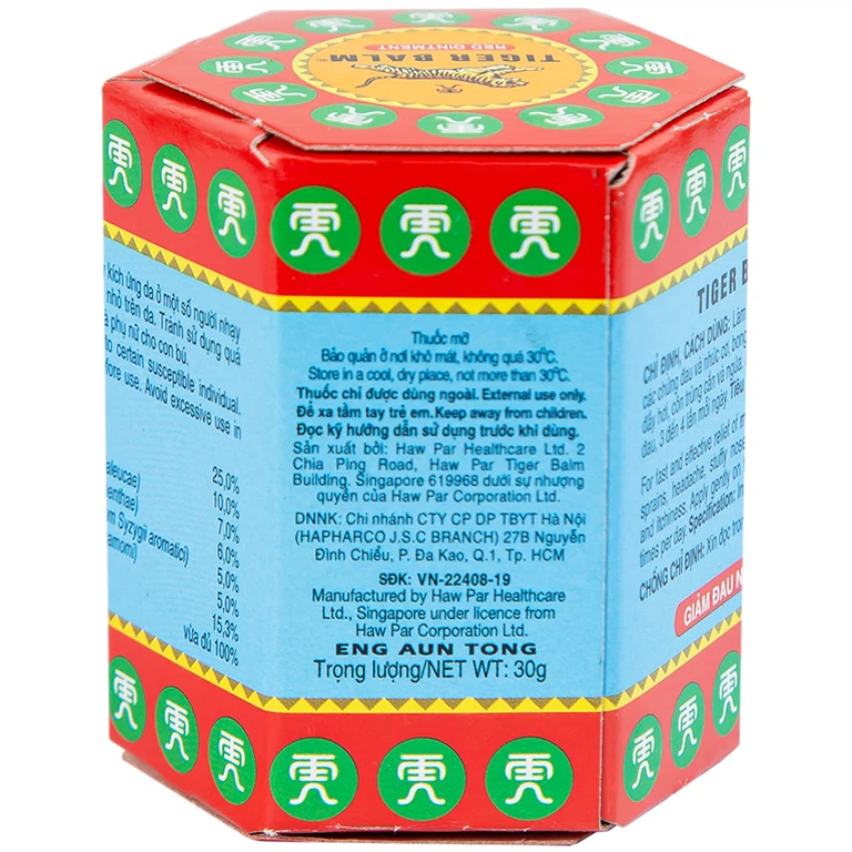 Thuốc mỡ Tiger Balm Red Ointment Haw Par giảm đau và nhức cơ, bong gân (30g)
