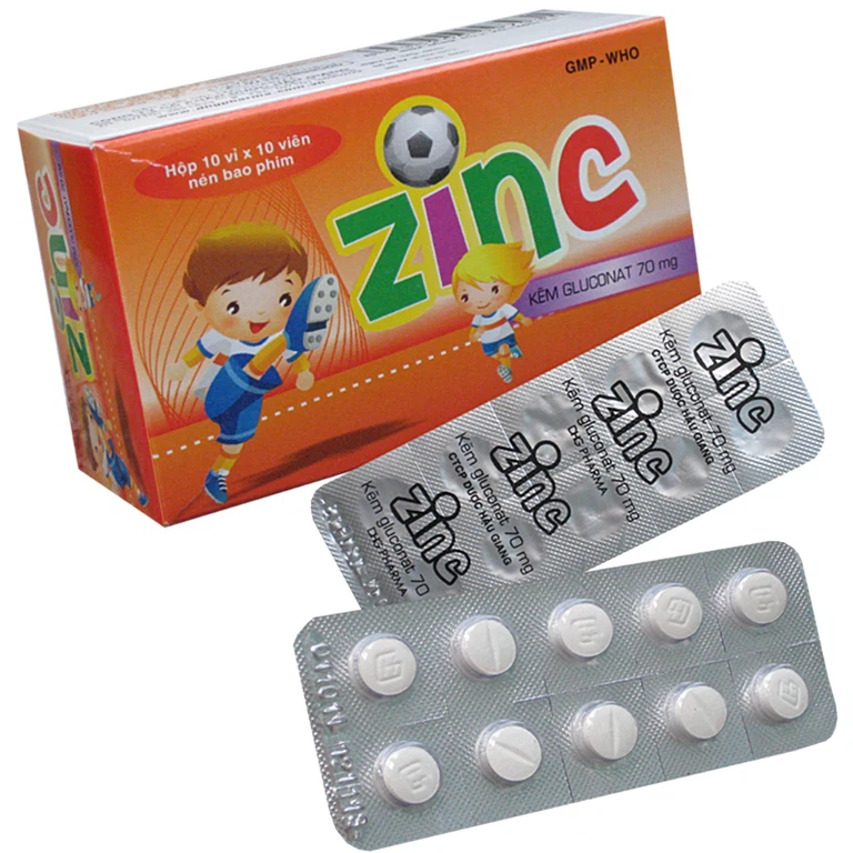 Thuốc Zinc 70mg DHG Pharma phòng ngừa và điều trị thiếu kẽm (10 vỉ x 10 viên)