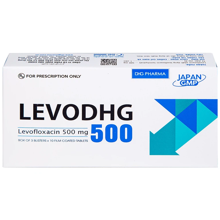 Thuốc LevoDHG 500 điều trị các chứng nhiễm khuẩn, viêm phổi, viêm tiền liệt tuyến (3 vỉ x 10 viên)