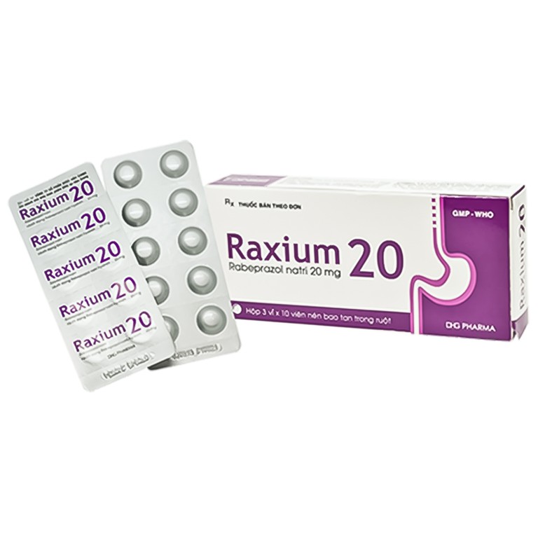 Thuốc Raxium 20 DHG điều trị loét dạ dày, tá tràng (3 vỉ x 10 viên)