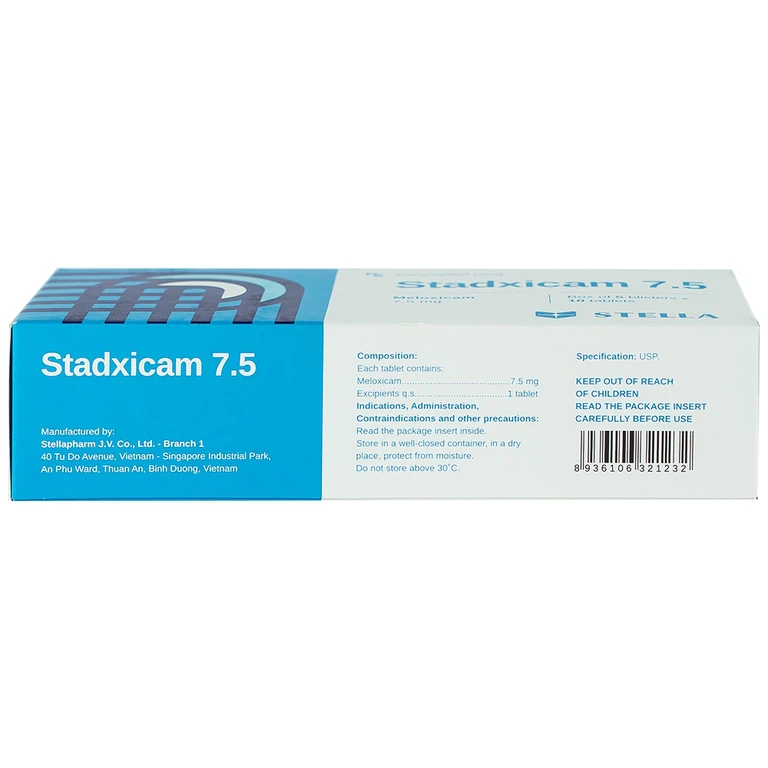 Thuốc Stadxicam 7.5 Stella điều trị viêm khớp dạng thấp (5 vỉ x 10 viên)