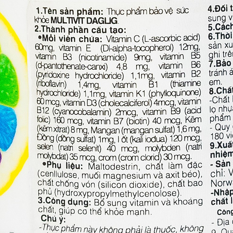 Viên uống Multivit Daglig Pharmatech bổ sung Vitamin và khoáng chất, giúp cơ thể khỏe mạnh (180 viên)