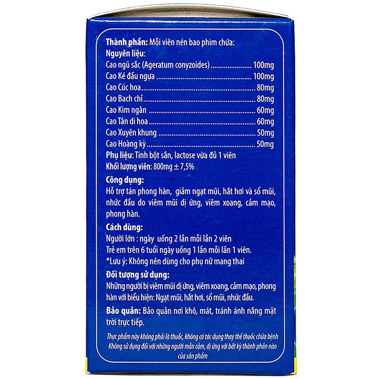 Viên uống Agera Extra Kingphar hỗ trợ giảm ngạt mũi, hắt hơi (60 viên)