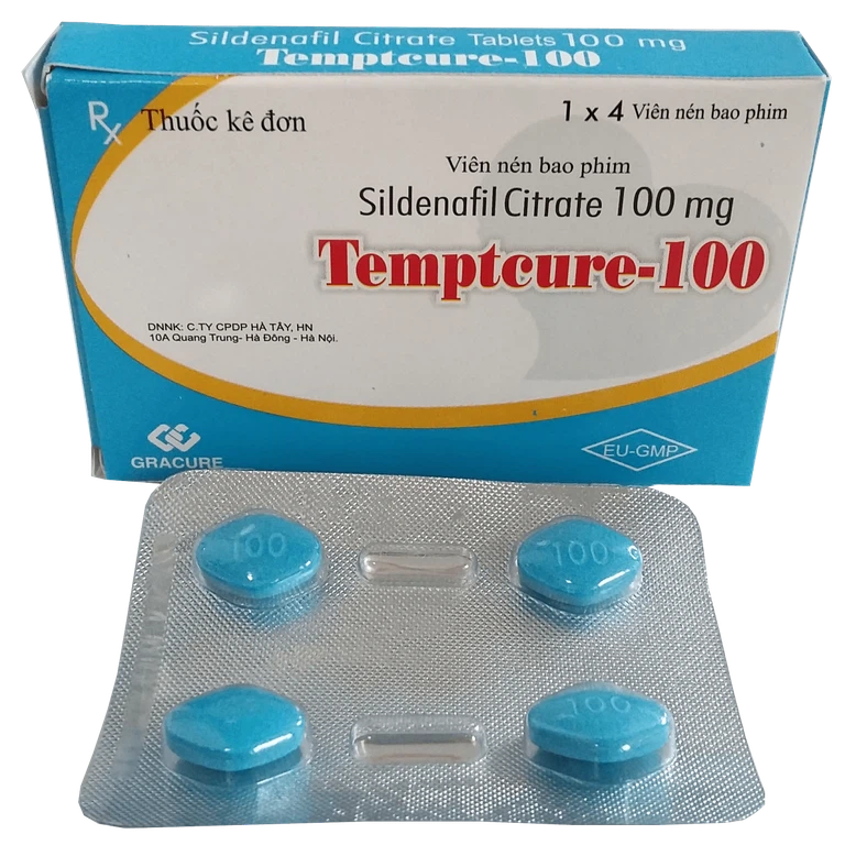 Thuốc Temptcure-100 Gracure điều trị rối loạn cương dương (1 vỉ x 4 viên)