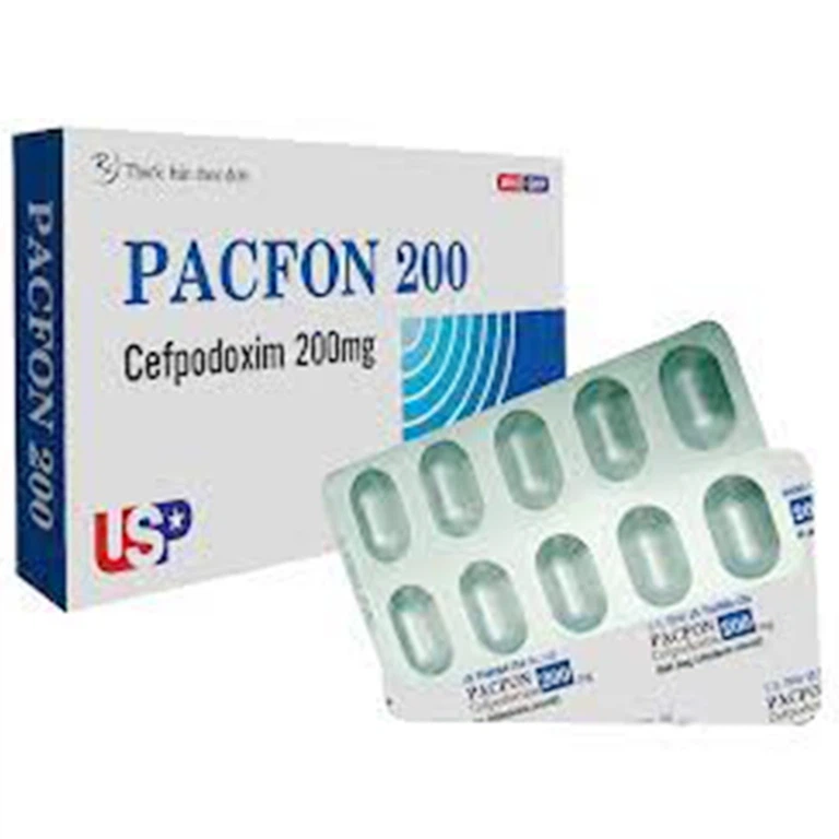 Viên nén Pacfon 200 USP điều trị bệnh đường hô hấp, viêm phổi cấp (1 vỉ x 10 viên)