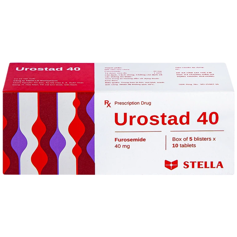 Thuốc Urostad 40 Stella điều trị phù phổi cấp (5 vỉ x 10 viên)