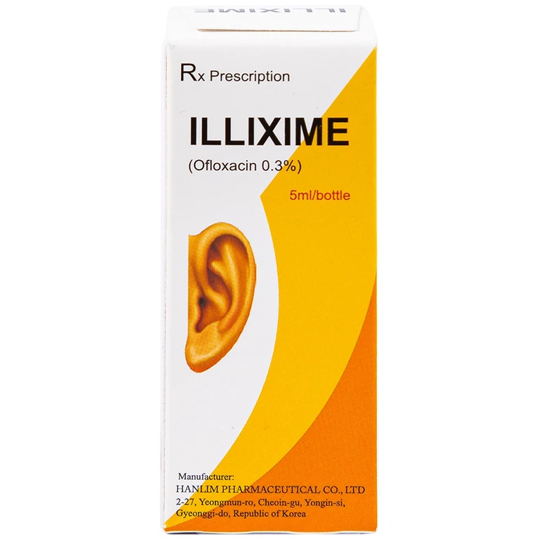 Dung dịch nhỏ tai ILLixime 0.3% Hanlim điều trị viêm tai ngoài, viêm tai giữa mạn tính (5ml)