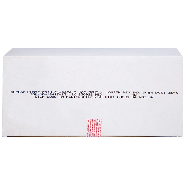 Thuốc Alphachymotrypsin Mediplantex điều trị phù nề, sưng do chấn thương, phẫu thuật (50 vỉ x 10 viên)