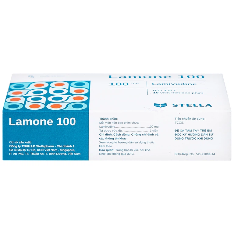 Thuốc Lamone 100 Stella điều trị viêm gan siêu vi B mãn tính (3 vỉ x 10 viên)