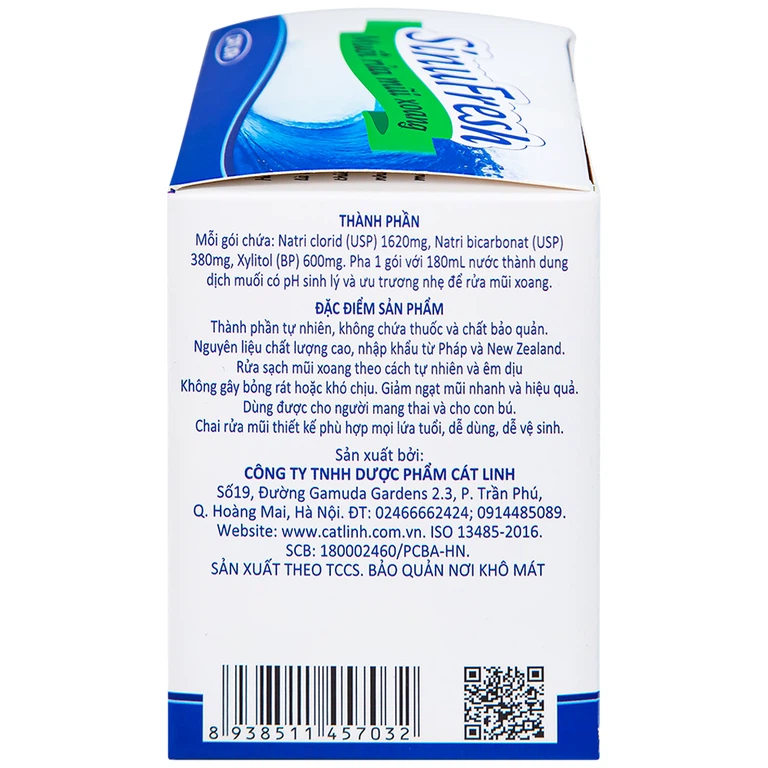 Muối rửa mũi xoang SinuFresh làm sạch dịch nhầy (50 gói) 