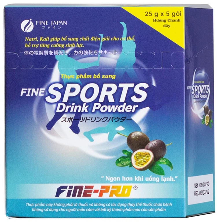 Bột pha Fine Sports Drink Powder hương chanh dây tăng cường thể lực, giảm mệt mỏi, ngăn ngừa mất nước (5 gói)