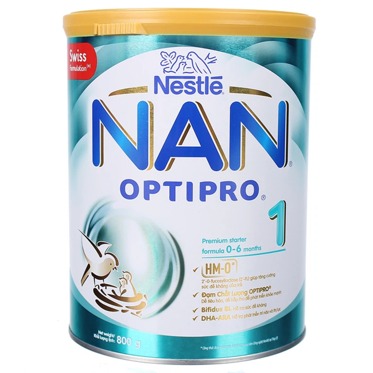 Sữa bột Nan Optipro 1 Nestle tăng cường sức đề kháng, dễ tiêu hóa cho trẻ từ 0 - 6 tháng (800g)