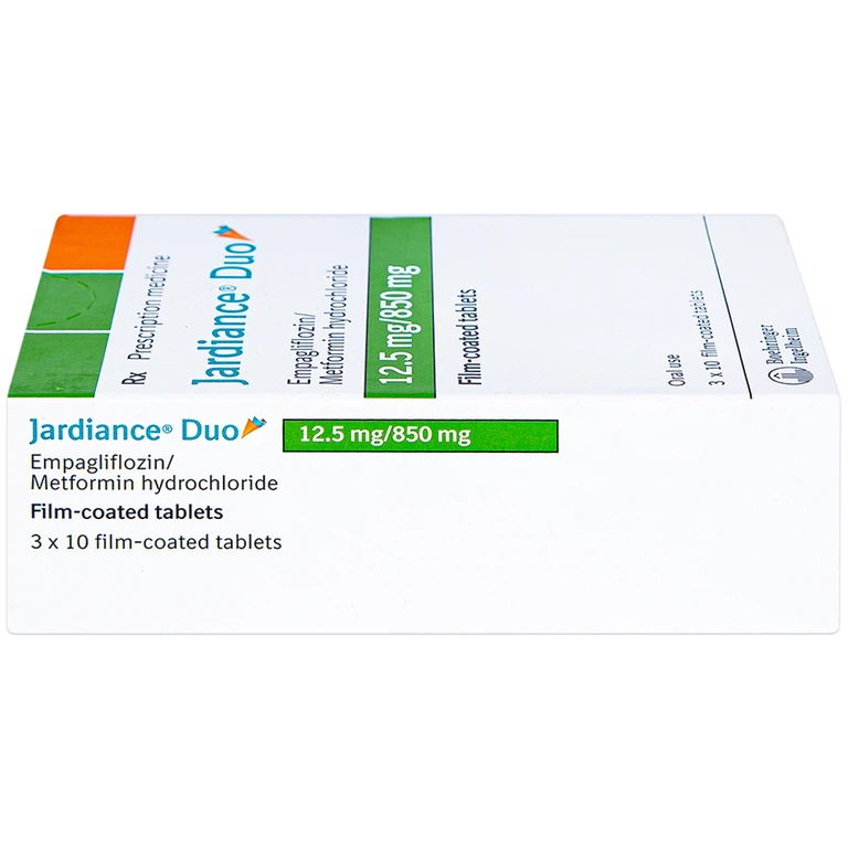 Thuốc Jardiance Duo 12.5mg/850mg Boehringer điều trị tiểu đường típ 2 (3 vỉ x 10 viên)