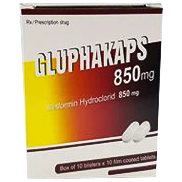 Thuốc Gluphakaps 850mg Quapharco điều trị tiểu đường típ 2 (10 vỉ x 10 viên)
