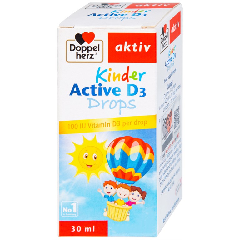 Siro Kinder Active D3 Drops Doppelherz Aktiv bổ sung vitamin D3, tăng cường sức đề kháng (30ml)