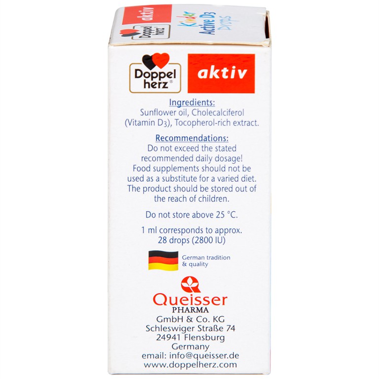 Siro Kinder Active D3 Drops Doppelherz Aktiv bổ sung vitamin D3, tăng cường sức đề kháng (30ml)