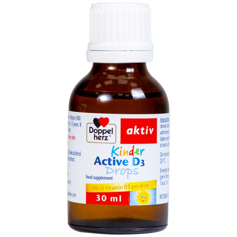 Siro Kinder Active D3 Drops Doppelherz Aktiv bổ sung vitamin D3, tăng cường sức đề kháng (30ml)
