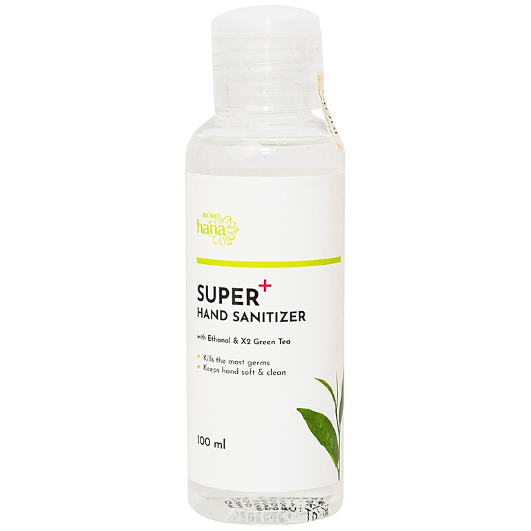 Dung dịch rửa tay diệt khuẩn Super+ Hand Sanitizer Hanacos làm sạch da, dưỡng ẩm da, sát khuẩn (100ml)