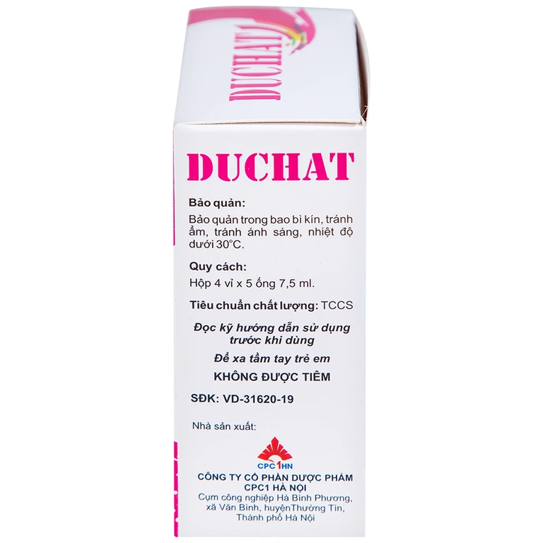 Dung dịch uống Duchat CPC1 dự phòng trường hợp thiếu Vitamin và Acid Amin (4 vỉ x 5 ống x 7.5ml)