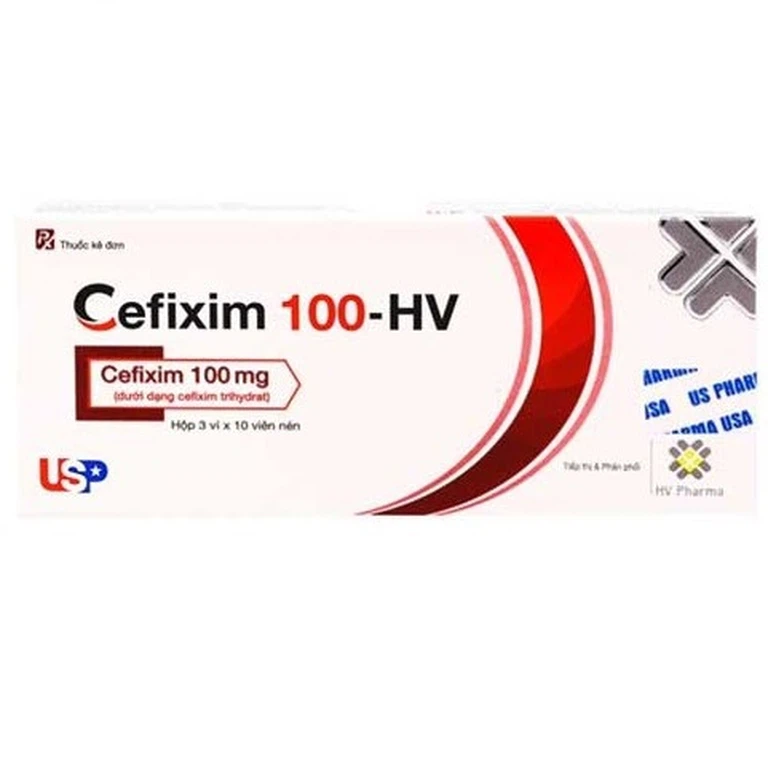 Thuốc Cefixim 100-HV USP điều trị nhiễm khuẩn (3 vỉ x 10 viên)