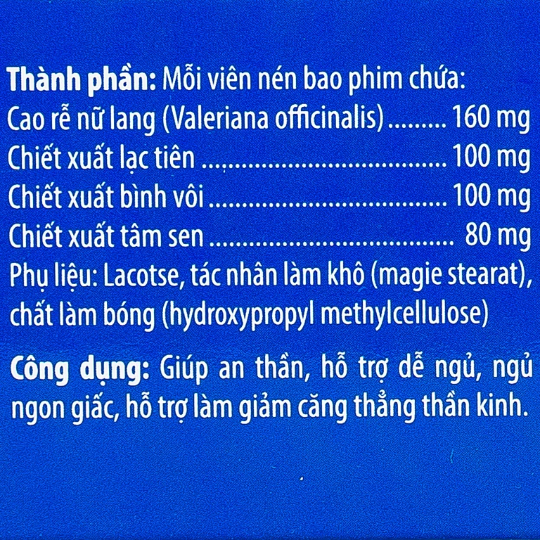 Viên uống Valena Kingphar giúp an thần, hỗ trợ dễ ngủ (4 vỉ x 10 viên)