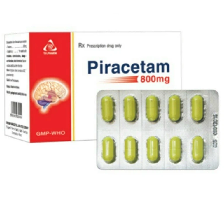 Viên nén Piracetam 800mg TV. Pharm điều trị triệu chứng chóng mặt (6 vỉ x 10 viên)