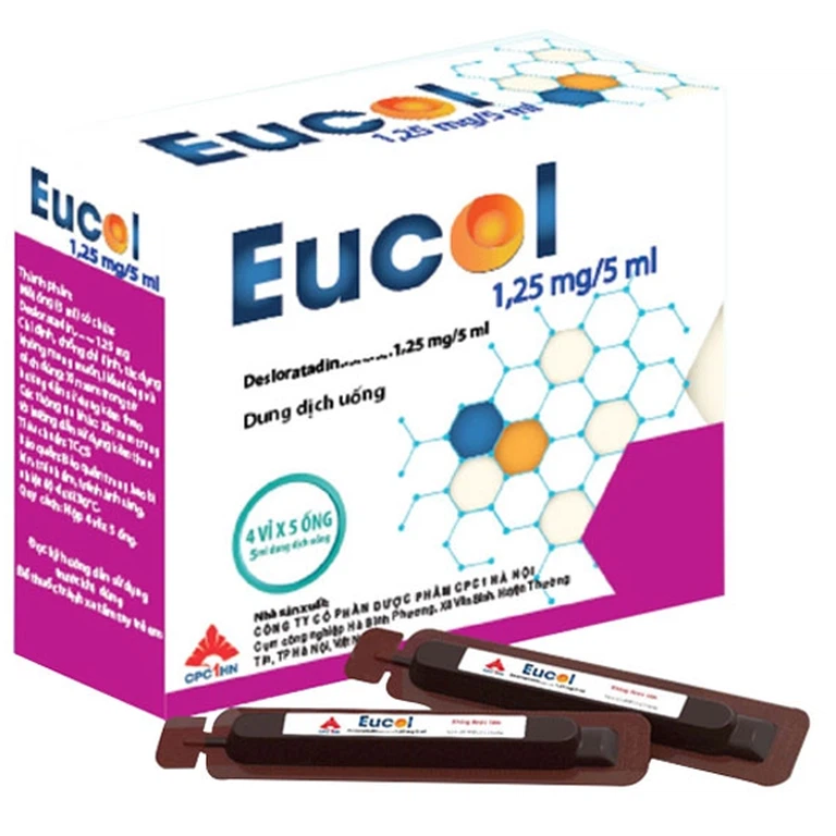 Dung dịch uống Eucol 1.25mg/5ml CPC1HN điều trị viêm mũi dị ứng, mày đay (20 ống)