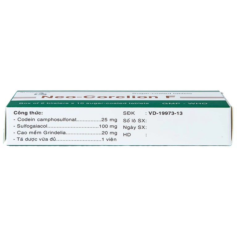 Viên nén Neo-Corclion F TV.Pharm giảm ho gió, ho khan (2 vỉ x 10 viên)