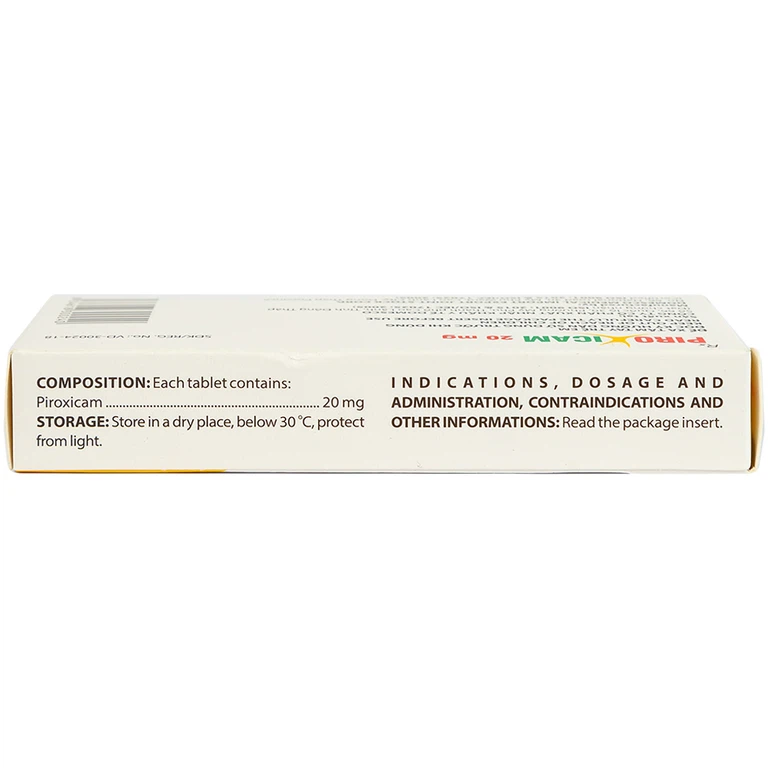 Viên nén Piroxicam 20mg Domesco giảm triệu chứng viêm khớp dạng thấp (3 vỉ x 10 viên)