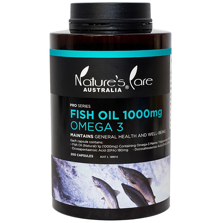 Viên dầu cá Fish Oil 1000mg Omega 3 Nature's Care bổ sung Omega 3, tốt cho mắt, não (200 viên)