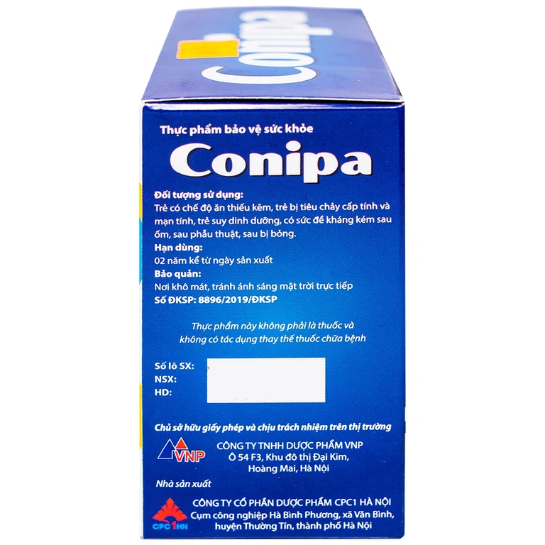 Dung dịch uống Conipa CPC1 Hà Nội bổ sung kẽm, tăng cường sức đề kháng cho cơ thể (4 vỉ x 5 ống x 5ml)