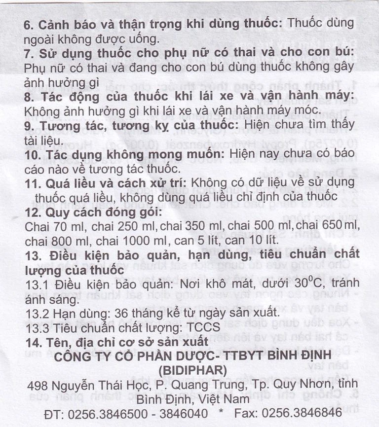 Dung dịch sát khuẩn tay Bidiphar (500ml)