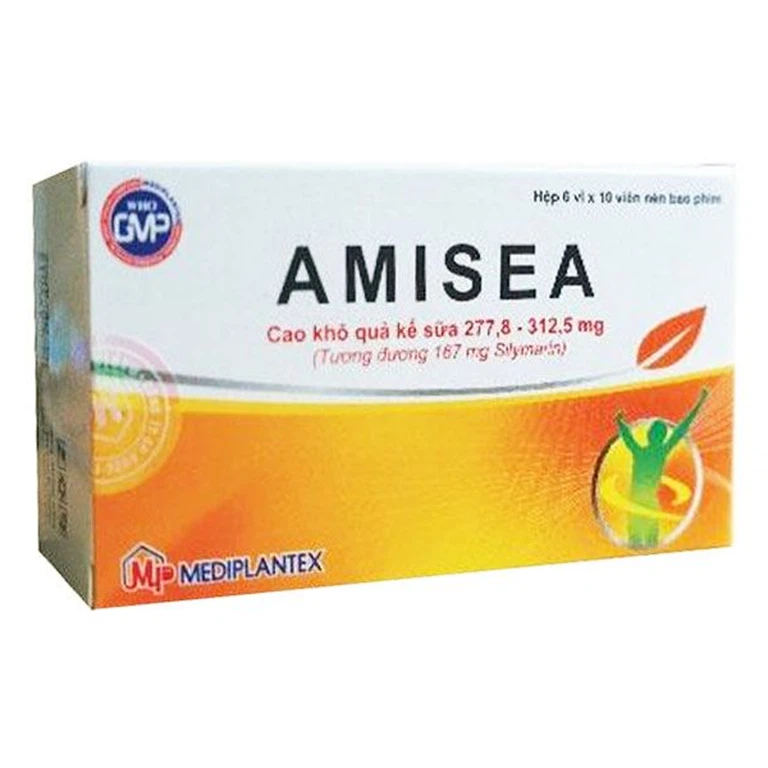 Thuốc Amisea 167mg Mediplantex hỗ trợ điều trị viêm gan mạn tính, xơ gan (6 vỉ x 10 viên)