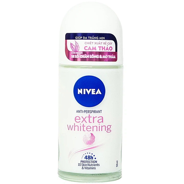 Lăn ngăn mùi Nivea Extra Whitening trắng mịn, mờ vết thâm hiệu quả 48 giờ (50ml)