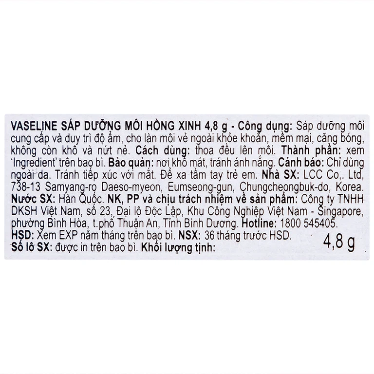 Sáp dưỡng môi hồng xinh Vaseline Rosy Lips cung cấp và duy trì độ ẩm cho môi (4,8g)